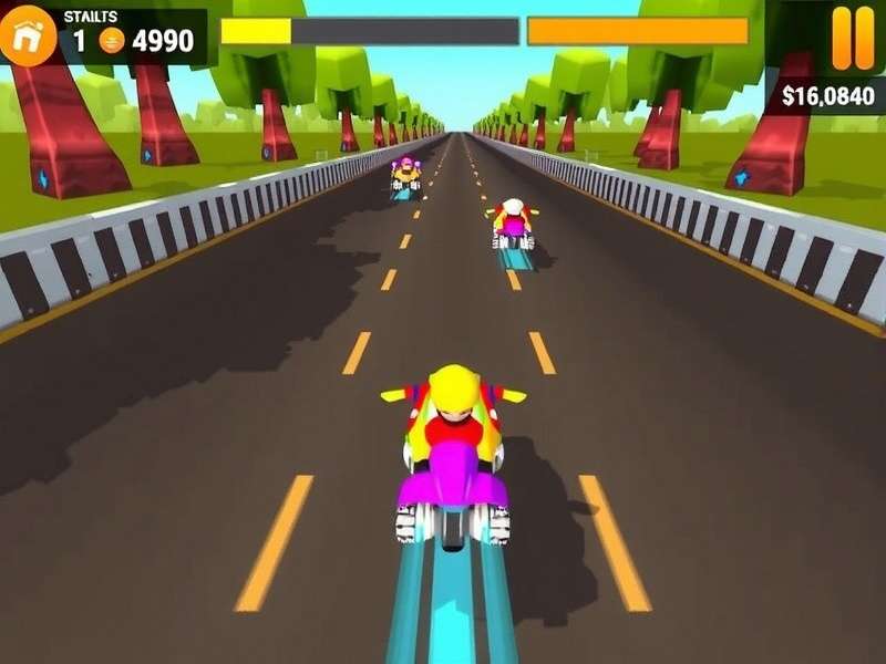 Holi Express Racer gameplay screenshot showing colorful racing cars